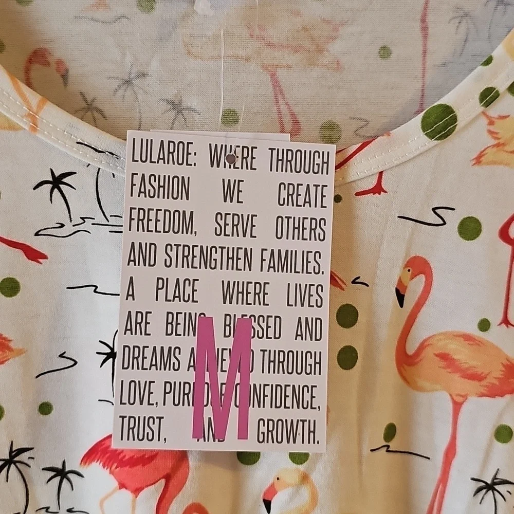 Lularoe sz medium rare Flamingo Morgan Flare tee shirt new with tags WT331 - Picture 3 of 7